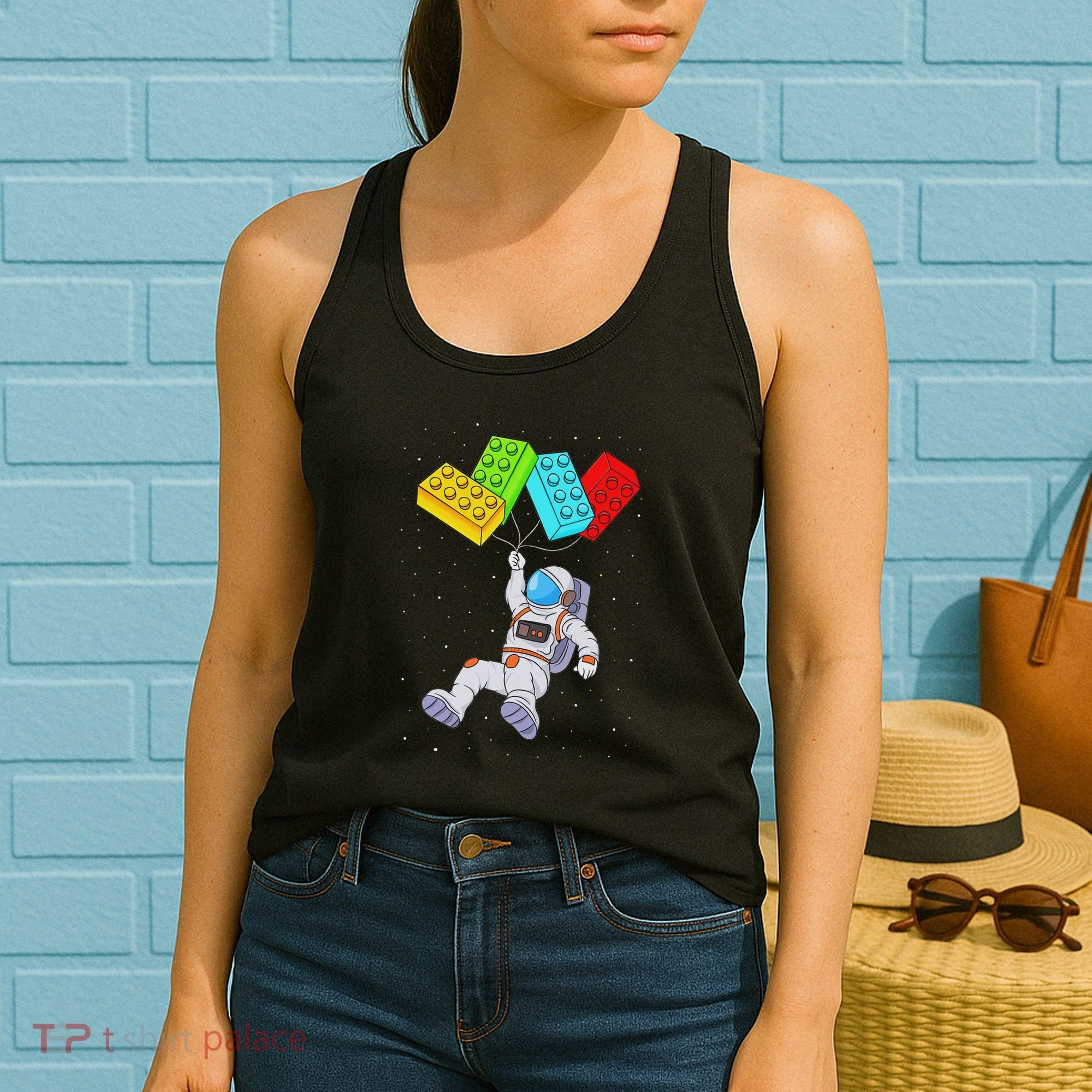 Space Astronaut Master Builder Building Blocks Women's Tank Top