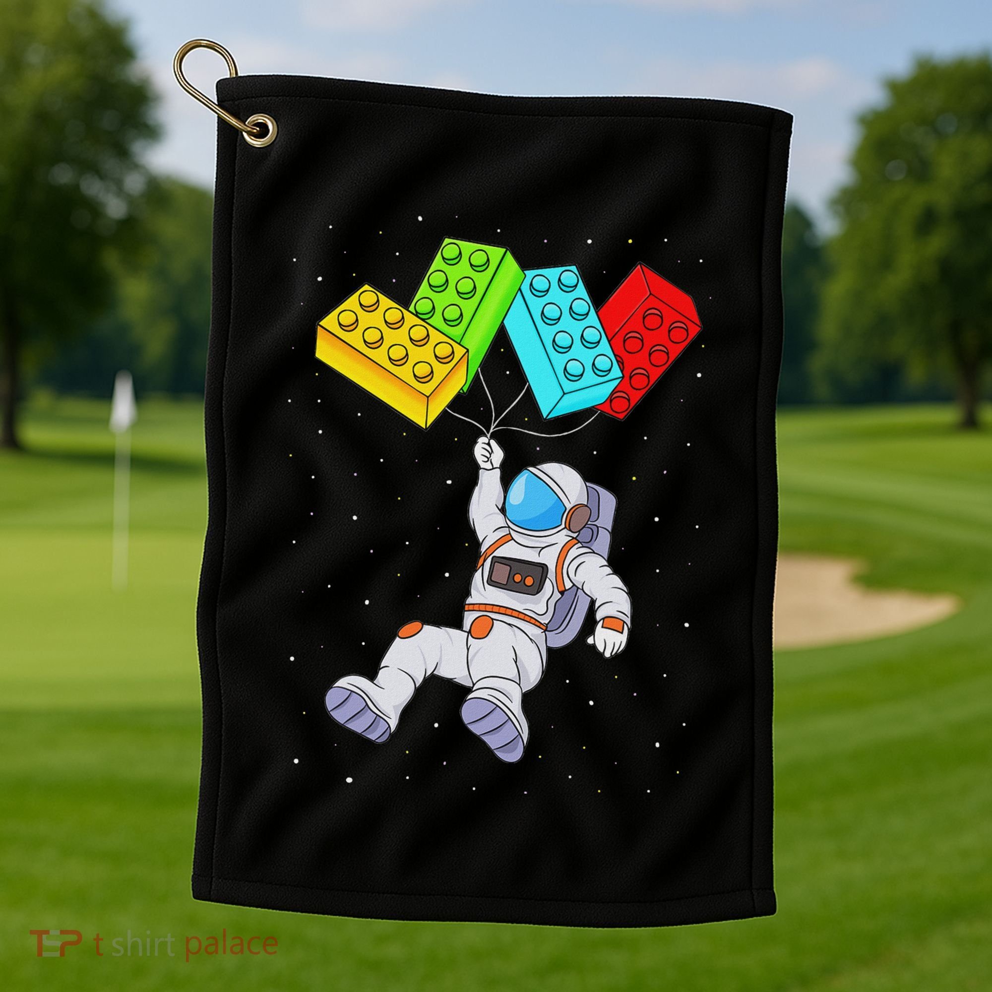 Space Astronaut Master Builder Building Blocks Golf Towel