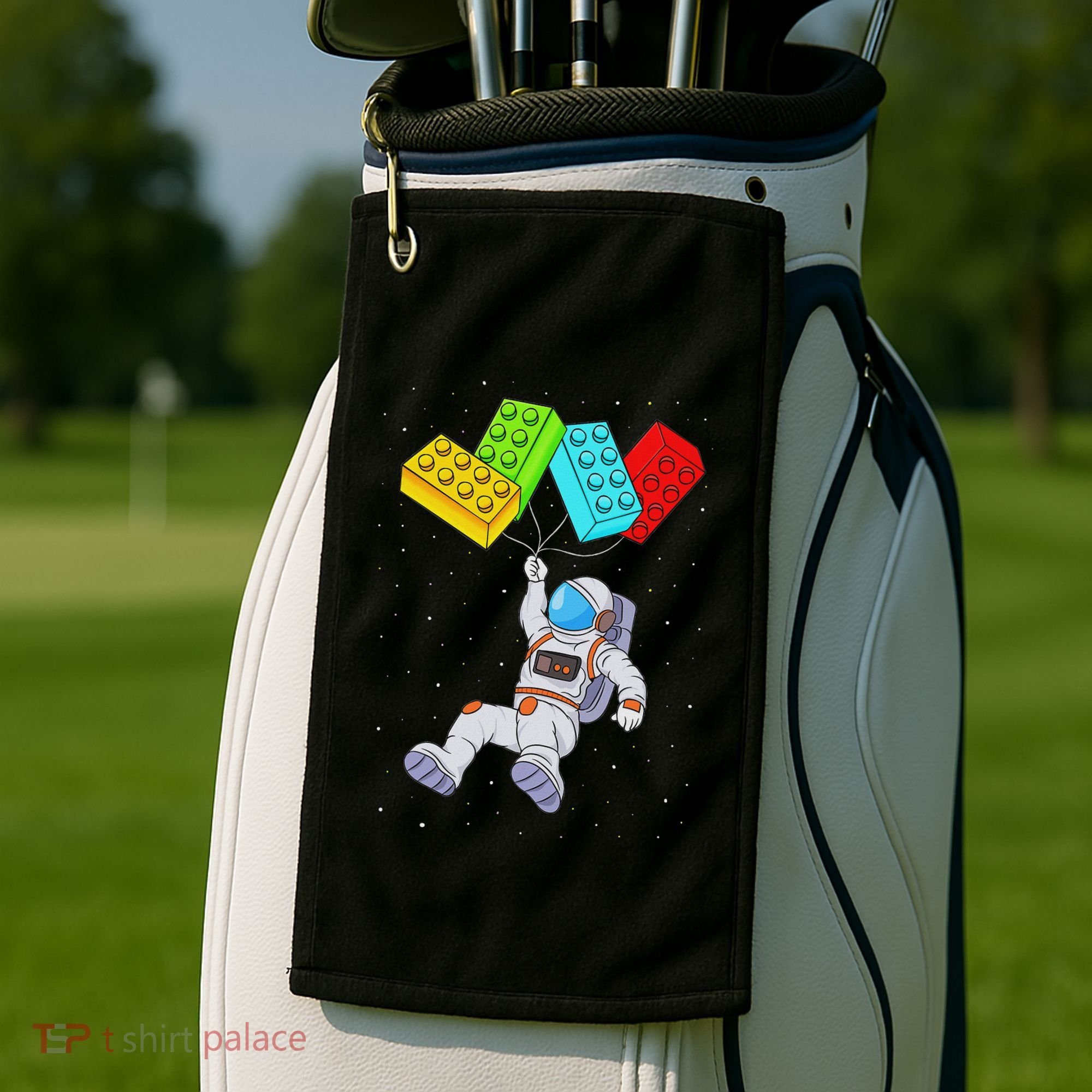 Space Astronaut Master Builder Building Blocks Golf Towel