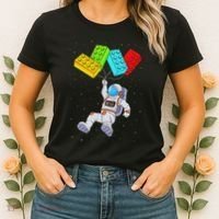 Space Astronaut Master Builder Building Blocks Women's T-Shirt thumb 2