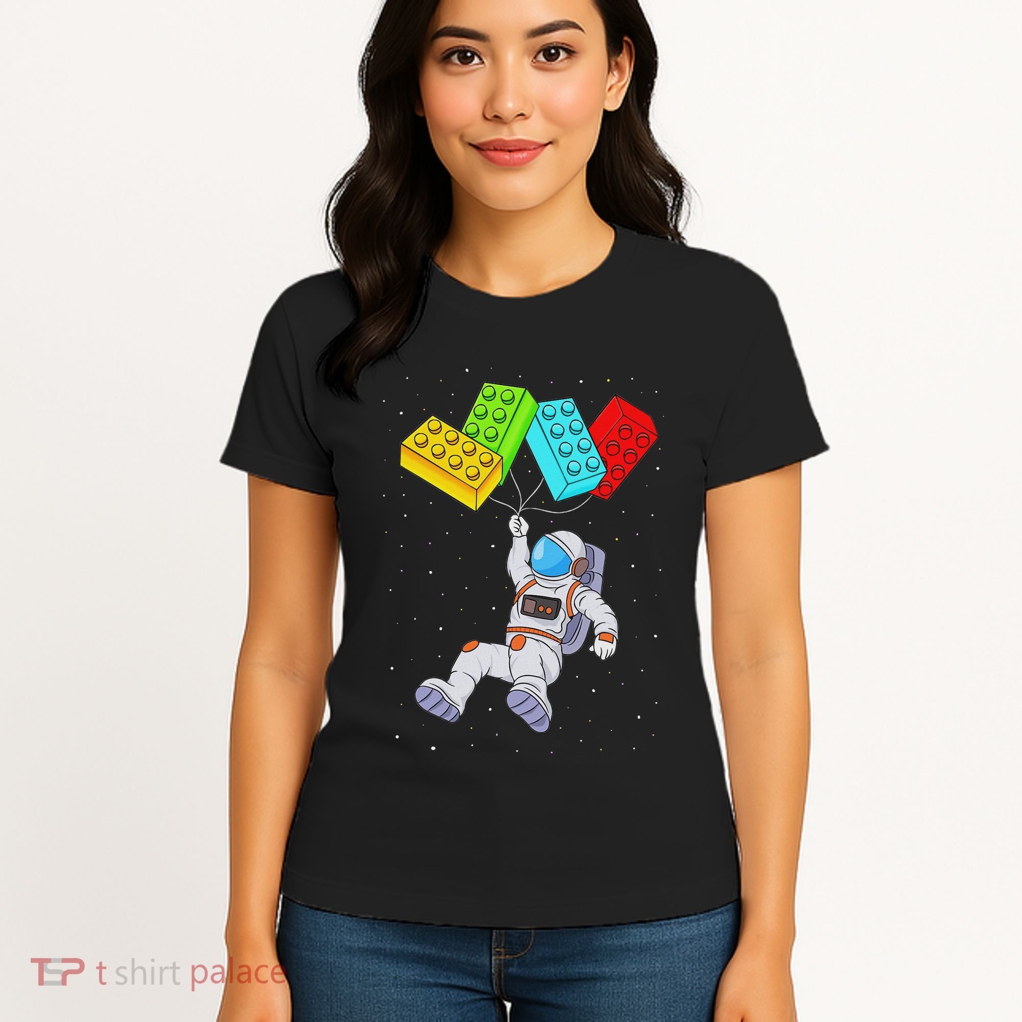Space Astronaut Master Builder Building Blocks Women's T-Shirt