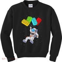 Space Astronaut Master Builder Building Blocks Kids Sweatshirt thumb 0