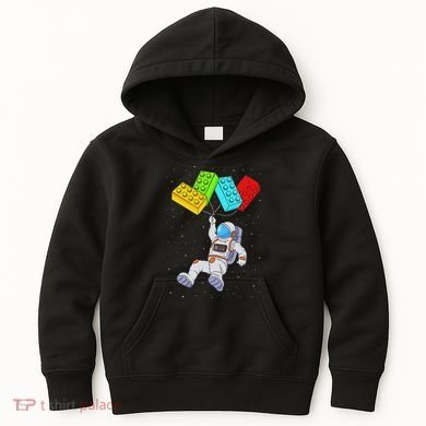 Space Astronaut Master Builder Building Blocks Kids Hoodie