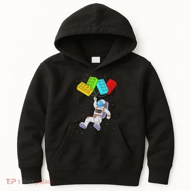 Space Astronaut Master Builder Building Blocks Kids Hoodie