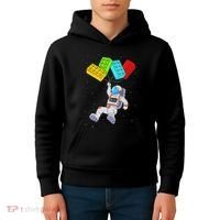 Space Astronaut Master Builder Building Blocks Kids Hoodie thumb 4