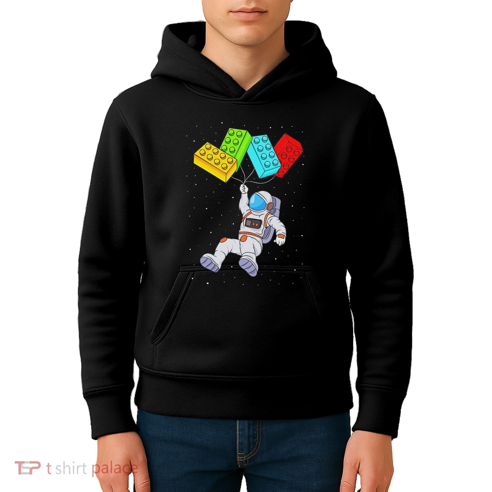 Space Astronaut Master Builder Building Blocks Kids Hoodie