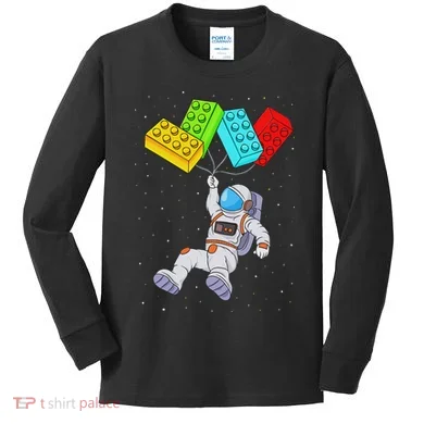 Space Astronaut Master Builder Building Blocks Kids Long Sleeve Shirt