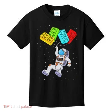 Space Astronaut Master Builder Building Blocks Kids T-Shirt