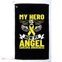 Sarcoma Awareness My Hero Is Now My Angel Sarcoma Cancer Meaningful Gift Golf Towel thumb 0