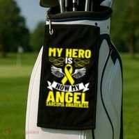 Sarcoma Awareness My Hero Is Now My Angel Sarcoma Cancer Meaningful Gift Golf Towel thumb 2