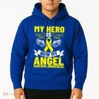 Sarcoma Awareness My Hero Is Now My Angel Sarcoma Cancer Meaningful Gift Hoodie thumb 2