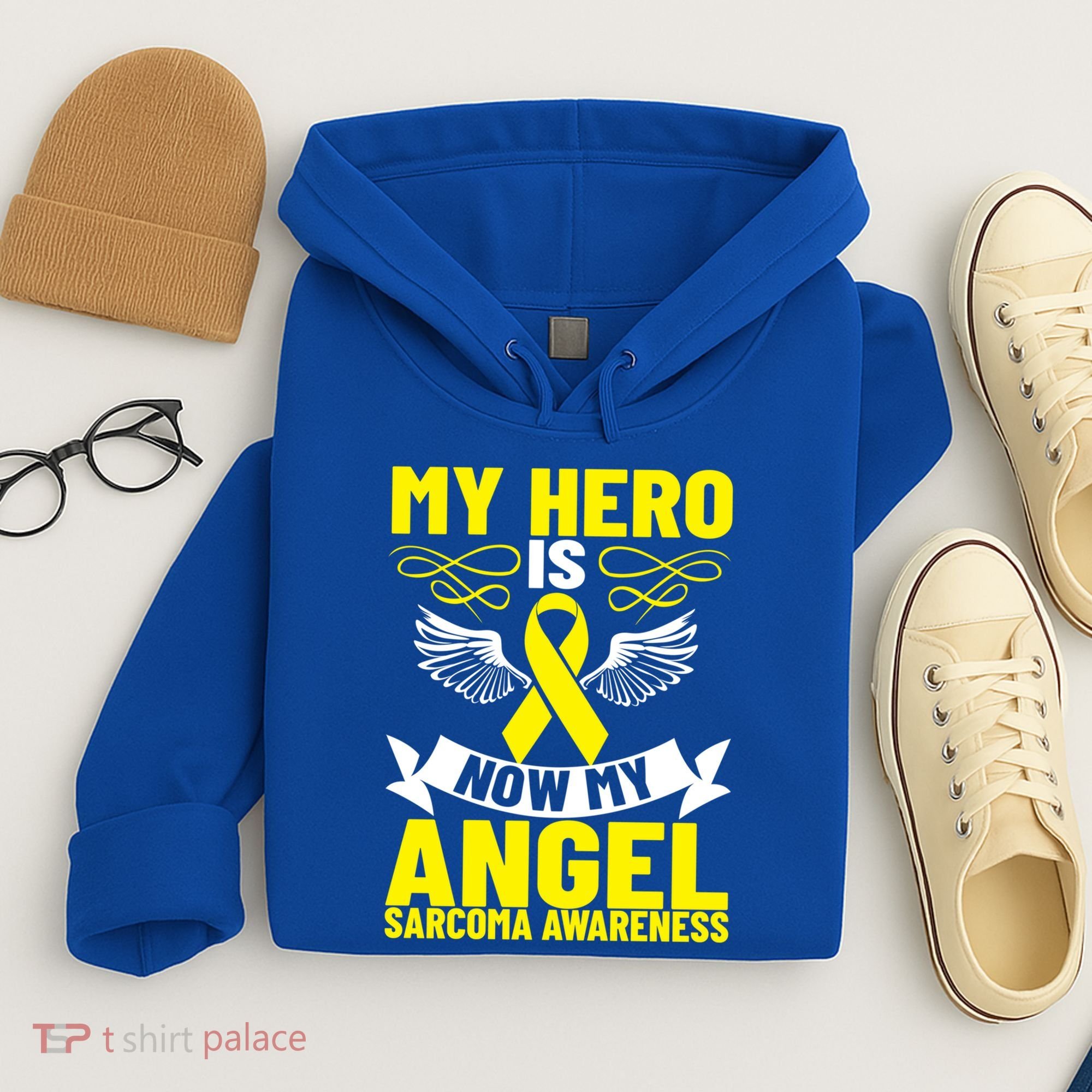 Sarcoma Awareness My Hero Is Now My Angel Sarcoma Cancer Meaningful Gift Hoodie