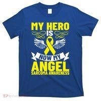 Sarcoma Awareness My Hero Is Now My Angel Sarcoma Cancer Meaningful Gift T-Shirt thumb 0