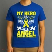 Sarcoma Awareness My Hero Is Now My Angel Sarcoma Cancer Meaningful Gift T-Shirt thumb 3