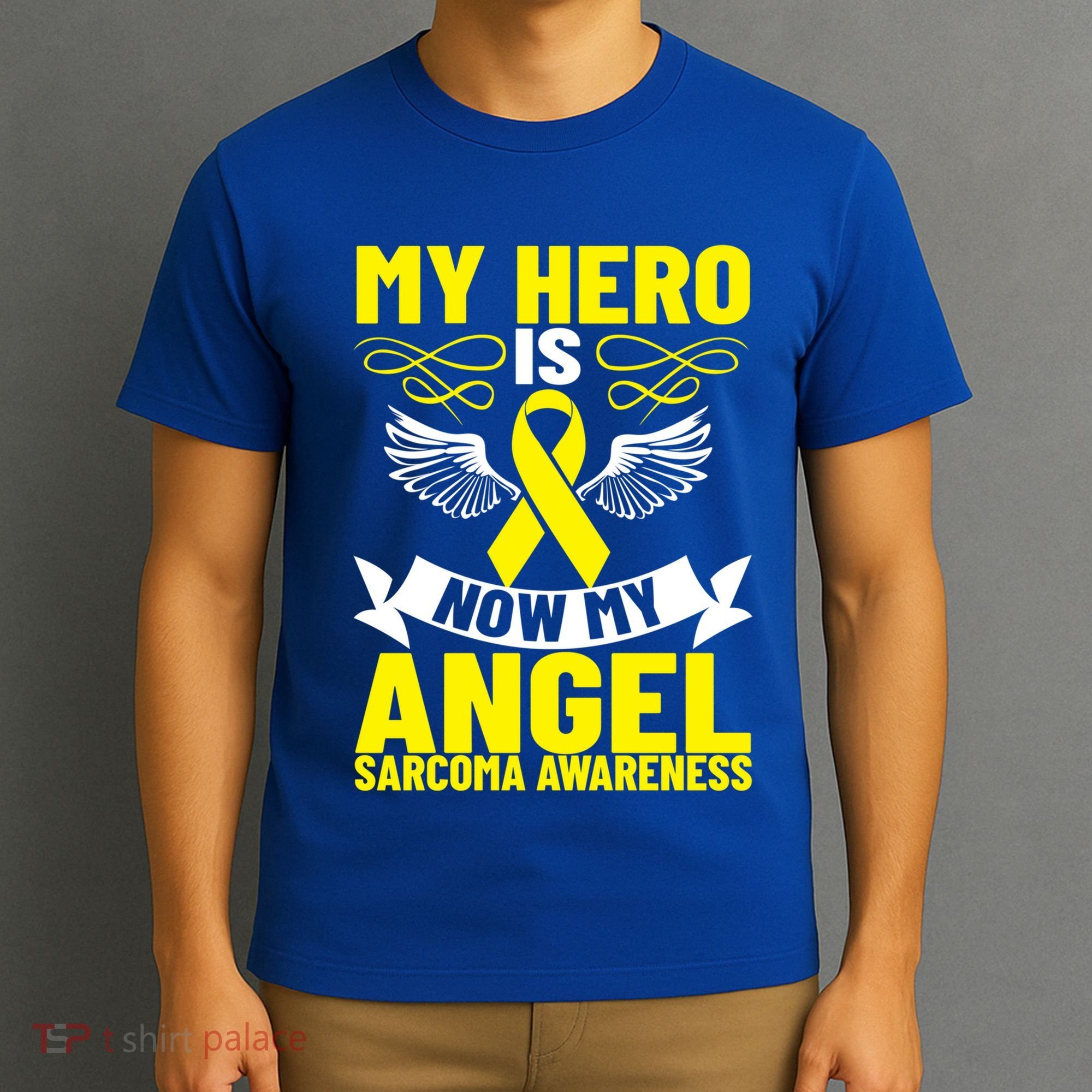 Sarcoma Awareness My Hero Is Now My Angel Sarcoma Cancer Meaningful Gift T-Shirt