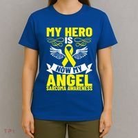 Sarcoma Awareness My Hero Is Now My Angel Sarcoma Cancer Meaningful Gift T-Shirt thumb 4