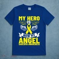 Sarcoma Awareness My Hero Is Now My Angel Sarcoma Cancer Meaningful Gift T-Shirt thumb 5