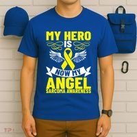 Sarcoma Awareness My Hero Is Now My Angel Sarcoma Cancer Meaningful Gift T-Shirt thumb 6