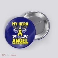 Sarcoma Awareness My Hero Is Now My Angel Sarcoma Cancer Meaningful Gift Button thumb 0