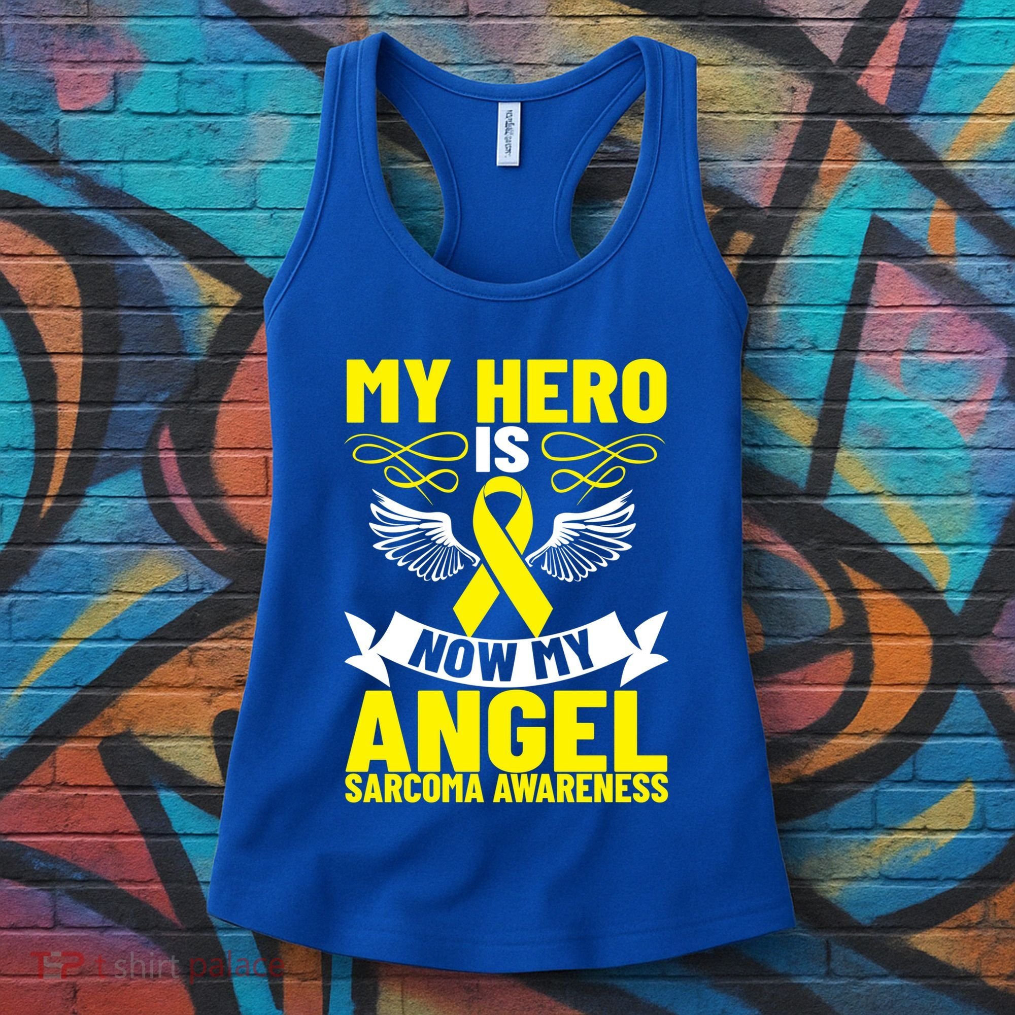 Sarcoma Awareness My Hero Is Now My Angel Sarcoma Cancer Meaningful Gift Women's Tank Top