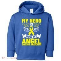 Sarcoma Awareness My Hero Is Now My Angel Sarcoma Cancer Meaningful Gift Toddler Hoodie thumb 0