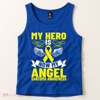 Sarcoma Awareness My Hero Is Now My Angel Sarcoma Cancer Meaningful Gift Tank Top thumb 2