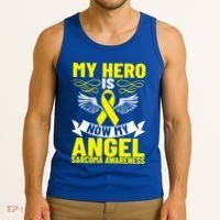 Sarcoma Awareness My Hero Is Now My Angel Sarcoma Cancer Meaningful Gift Tank Top thumb 3