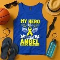 Sarcoma Awareness My Hero Is Now My Angel Sarcoma Cancer Meaningful Gift Tank Top thumb 4