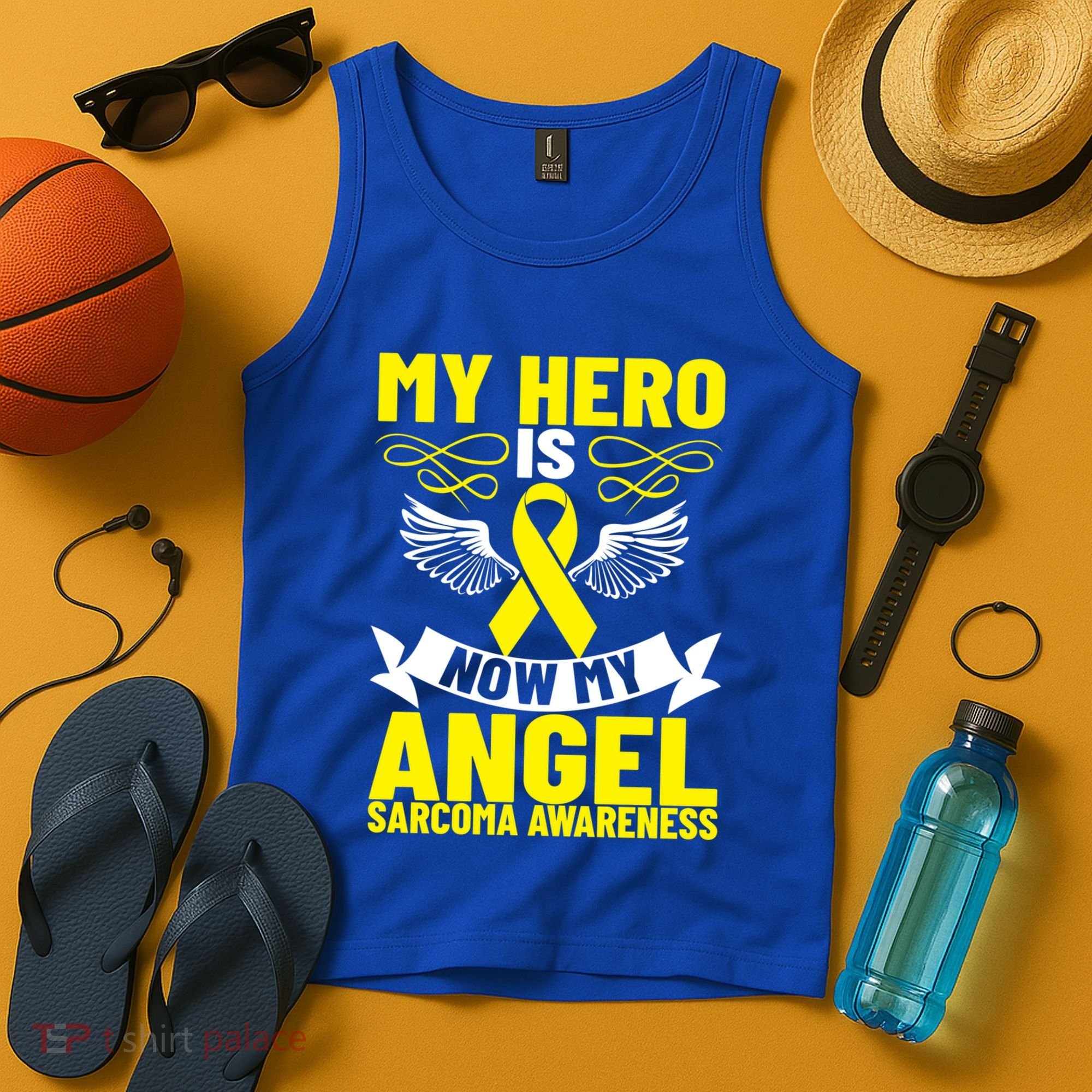 Sarcoma Awareness My Hero Is Now My Angel Sarcoma Cancer Meaningful Gift Tank Top