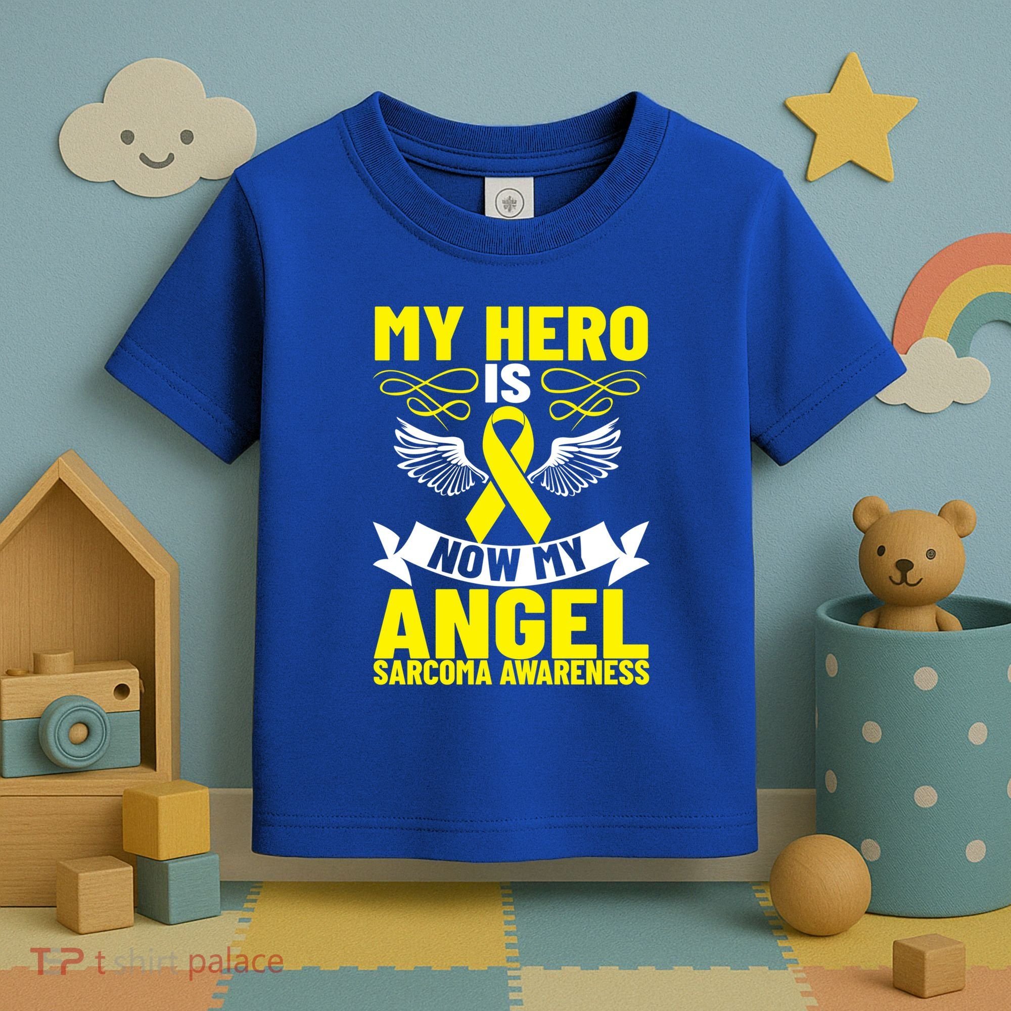 Sarcoma Awareness My Hero Is Now My Angel Sarcoma Cancer Meaningful Gift Toddler T-Shirt