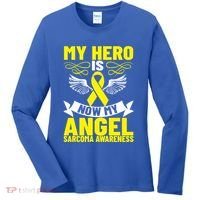 Sarcoma Awareness My Hero Is Now My Angel Sarcoma Cancer Meaningful Gift Women's Long Sleeve Shirt thumb 0