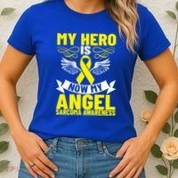 Sarcoma Awareness My Hero Is Now My Angel Sarcoma Cancer Meaningful Gift Women's T-Shirt thumb 2
