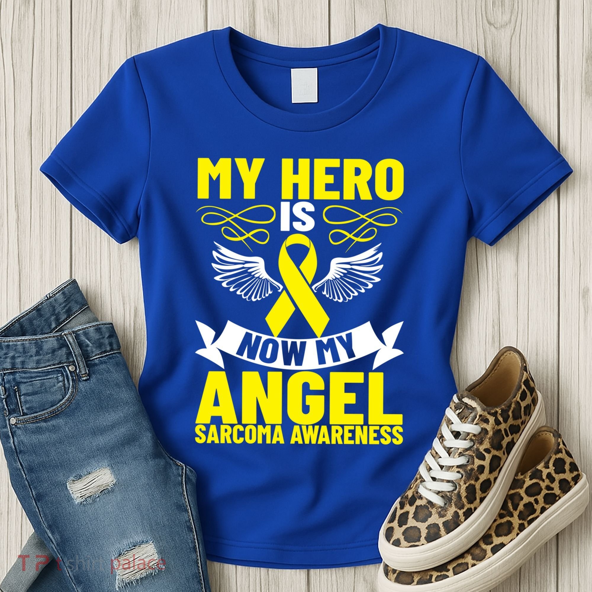 Sarcoma Awareness My Hero Is Now My Angel Sarcoma Cancer Meaningful Gift Women's T-Shirt