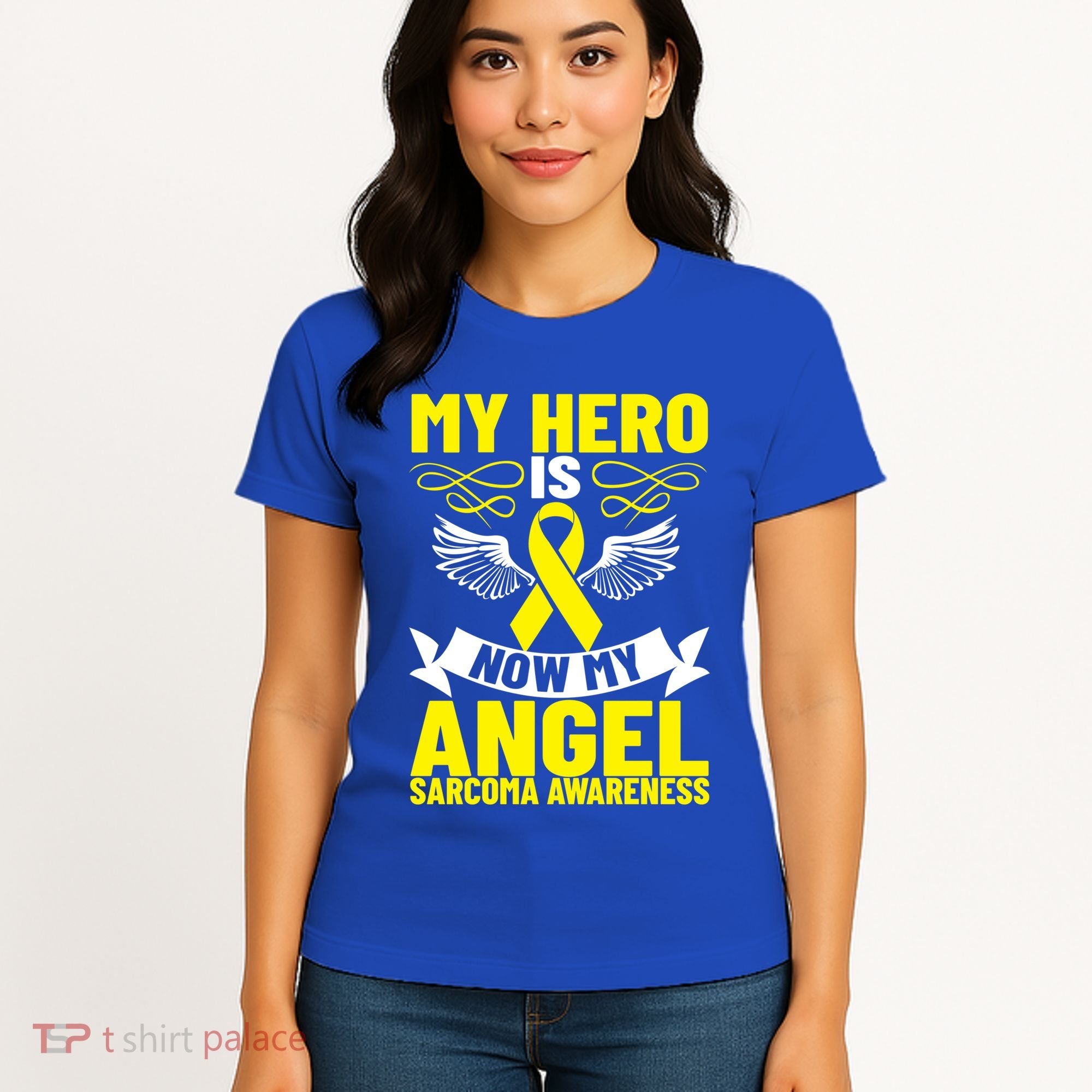 Sarcoma Awareness My Hero Is Now My Angel Sarcoma Cancer Meaningful Gift Women's T-Shirt