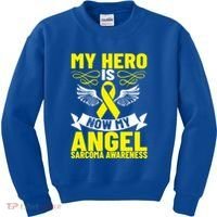Sarcoma Awareness My Hero Is Now My Angel Sarcoma Cancer Meaningful Gift Kids Sweatshirt thumb 0