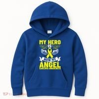 Sarcoma Awareness My Hero Is Now My Angel Sarcoma Cancer Meaningful Gift Kids Hoodie thumb 0