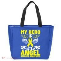 Sarcoma Awareness My Hero Is Now My Angel Sarcoma Cancer Meaningful Gift Tote Bag thumb 0