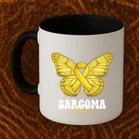 Sarcoma Awareness Month Yellow Ribbon Butterfly Gift Coffee Mug thumb 2