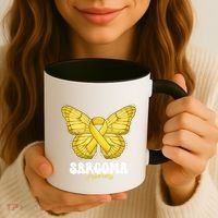 Sarcoma Awareness Month Yellow Ribbon Butterfly Gift Coffee Mug thumb 3