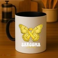 Sarcoma Awareness Month Yellow Ribbon Butterfly Gift Coffee Mug thumb 4