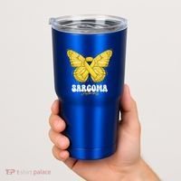 Sarcoma Awareness Month Yellow Ribbon Butterfly Gift Tumbler thumb 2
