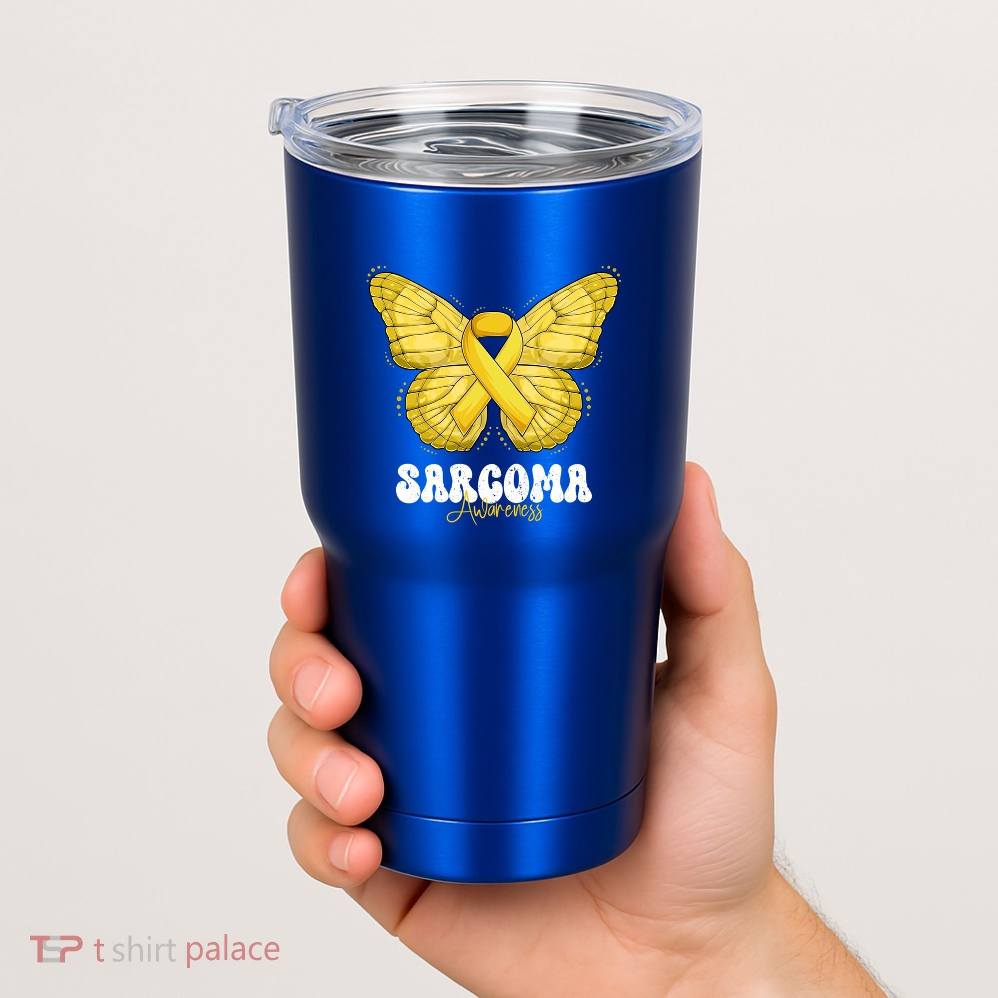 Sarcoma Awareness Month Yellow Ribbon Butterfly Gift Tumbler