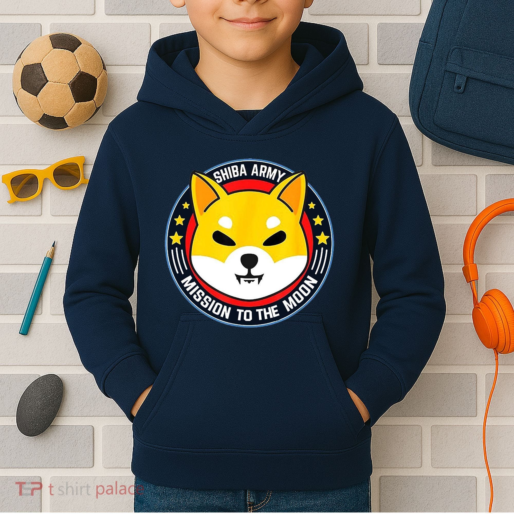 Shiba Army Mission To The Moon Kids Hoodie