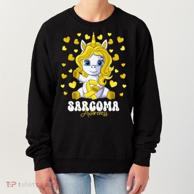 Sarcoma Awareness Month Yellow Ribbon Unicorn Great Gift Women's Sweatshirt
