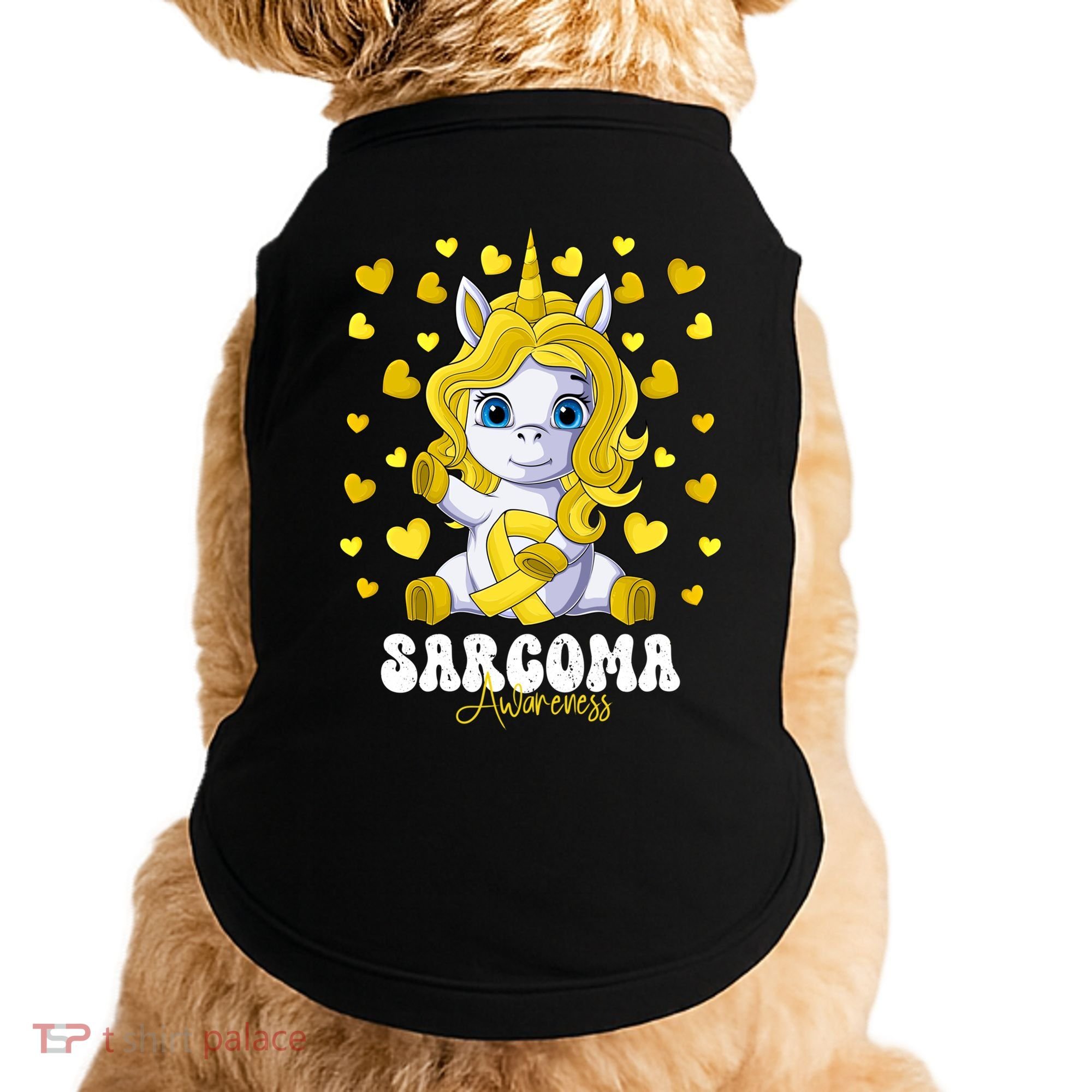 Sarcoma Awareness Month Yellow Ribbon Unicorn Great Gift Doggie Tank