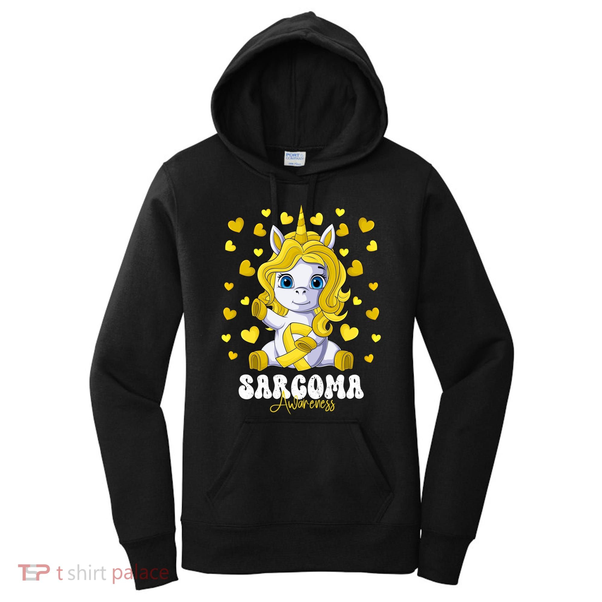 Sarcoma Awareness Month Yellow Ribbon Unicorn Great Gift Women's Hoodie