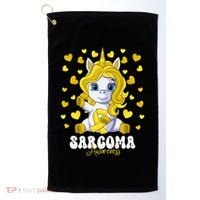 Sarcoma Awareness Month Yellow Ribbon Unicorn Great Gift Golf Towel thumb 0