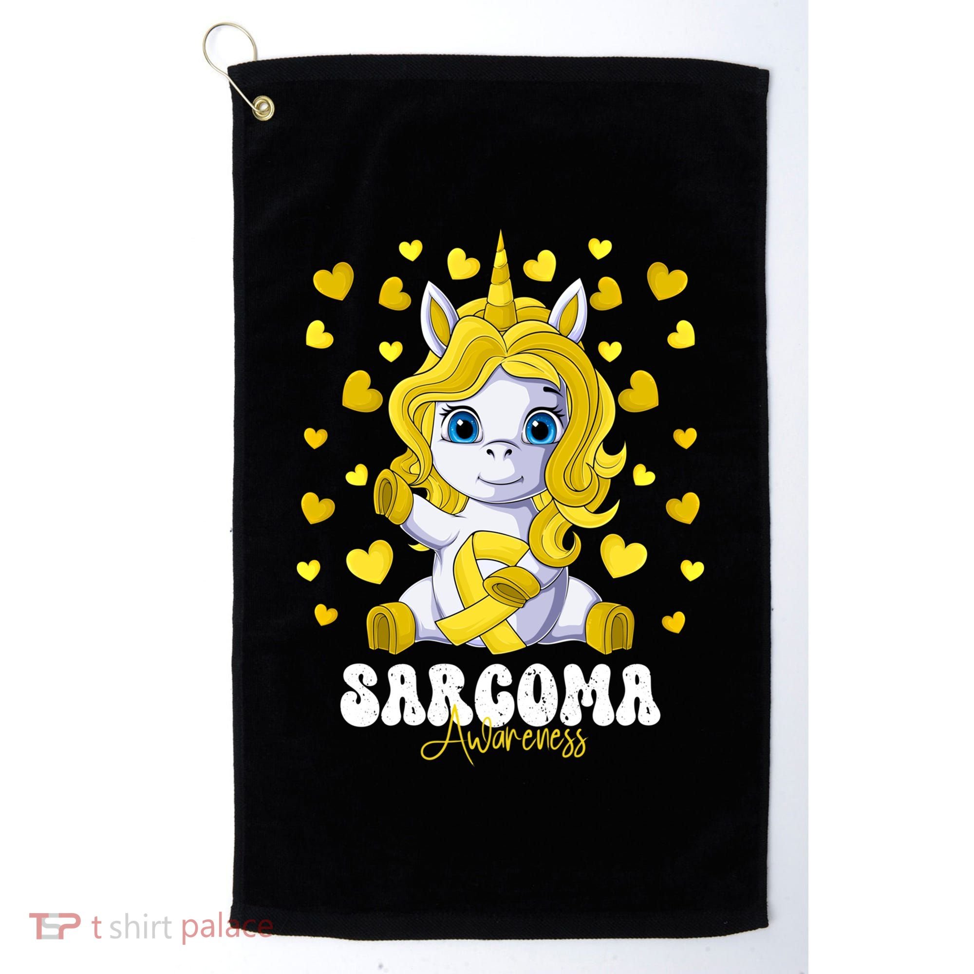 Sarcoma Awareness Month Yellow Ribbon Unicorn Great Gift Golf Towel