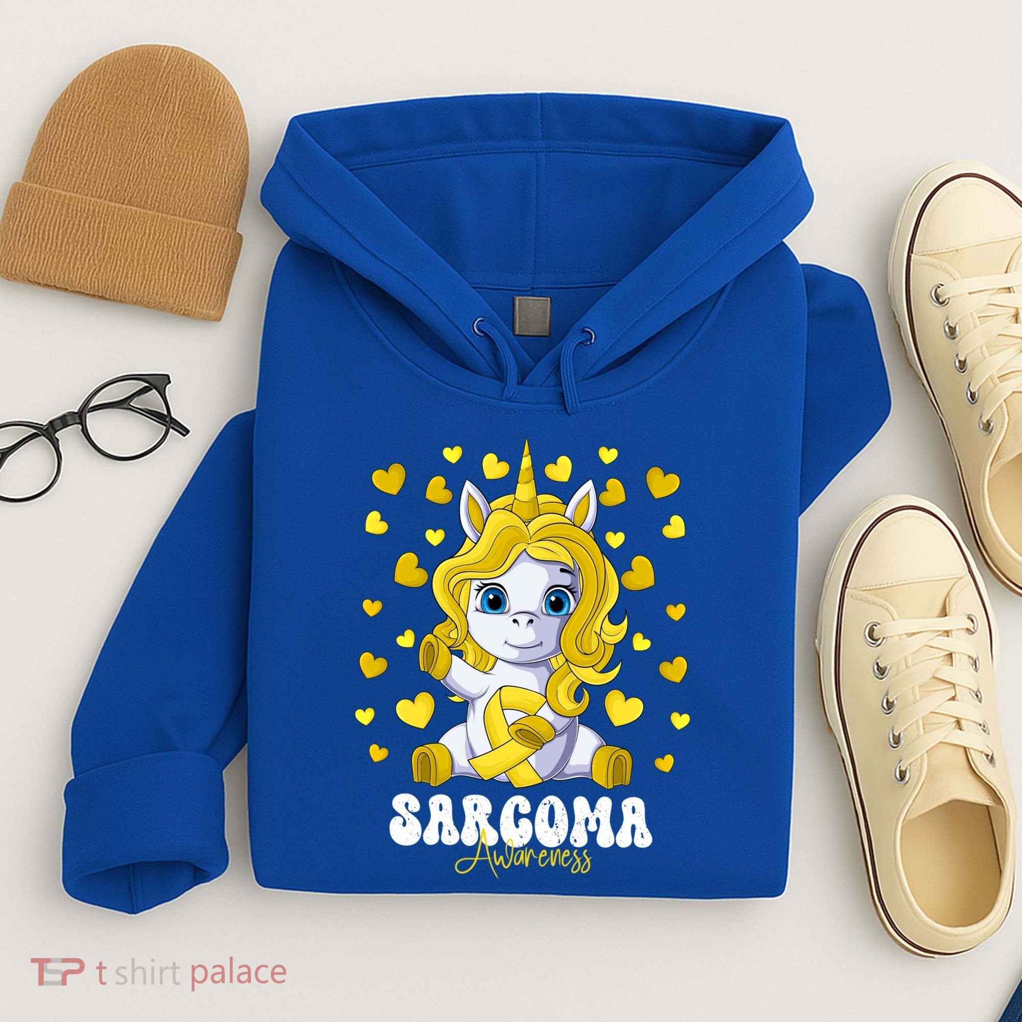 Sarcoma Awareness Month Yellow Ribbon Unicorn Great Gift Hoodie