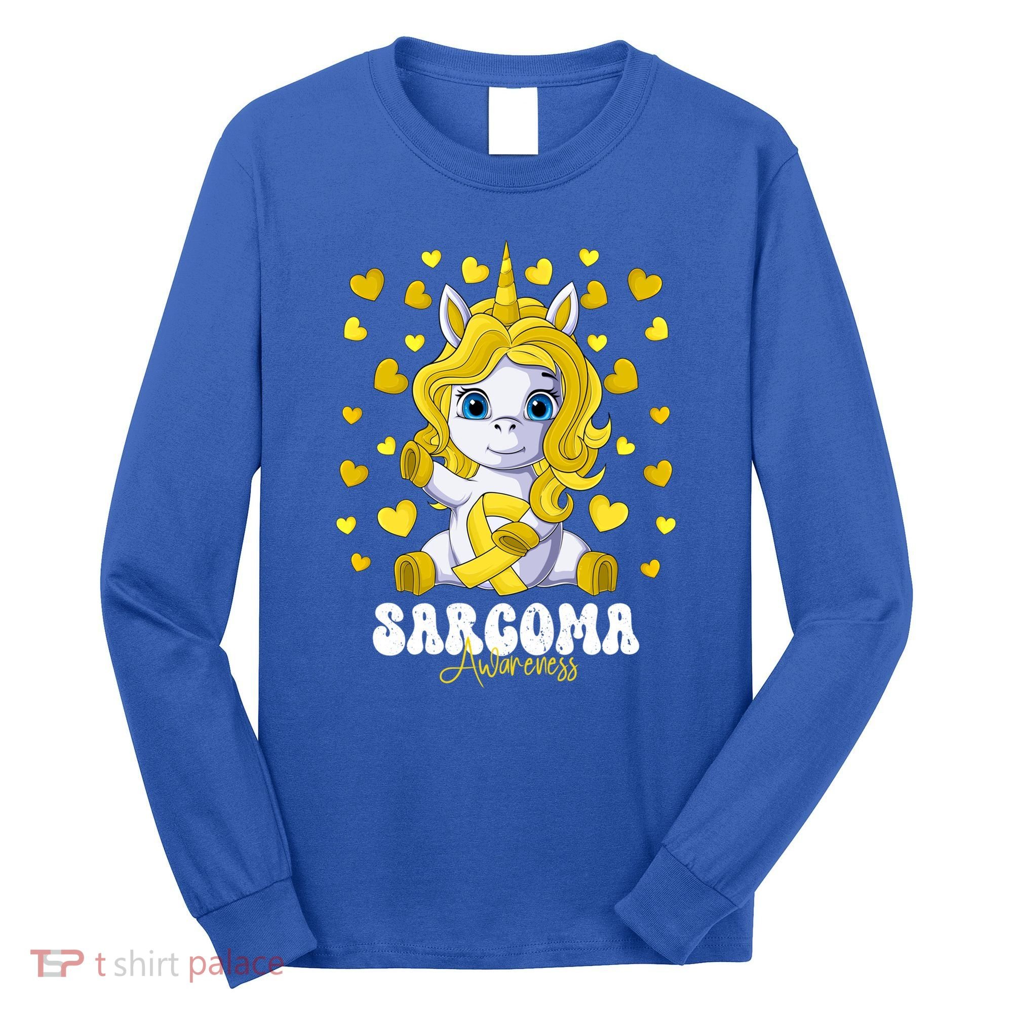 Sarcoma Awareness Month Yellow Ribbon Unicorn Great Gift Long Sleeve Shirt